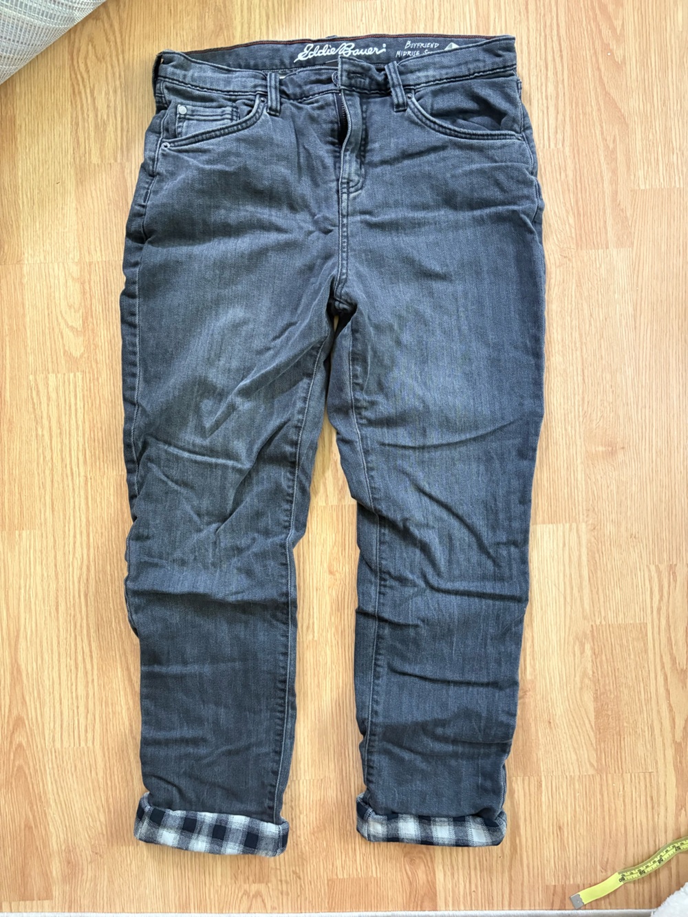 Eddie Bauer Faded Black Wash Flannel Lined Jeans